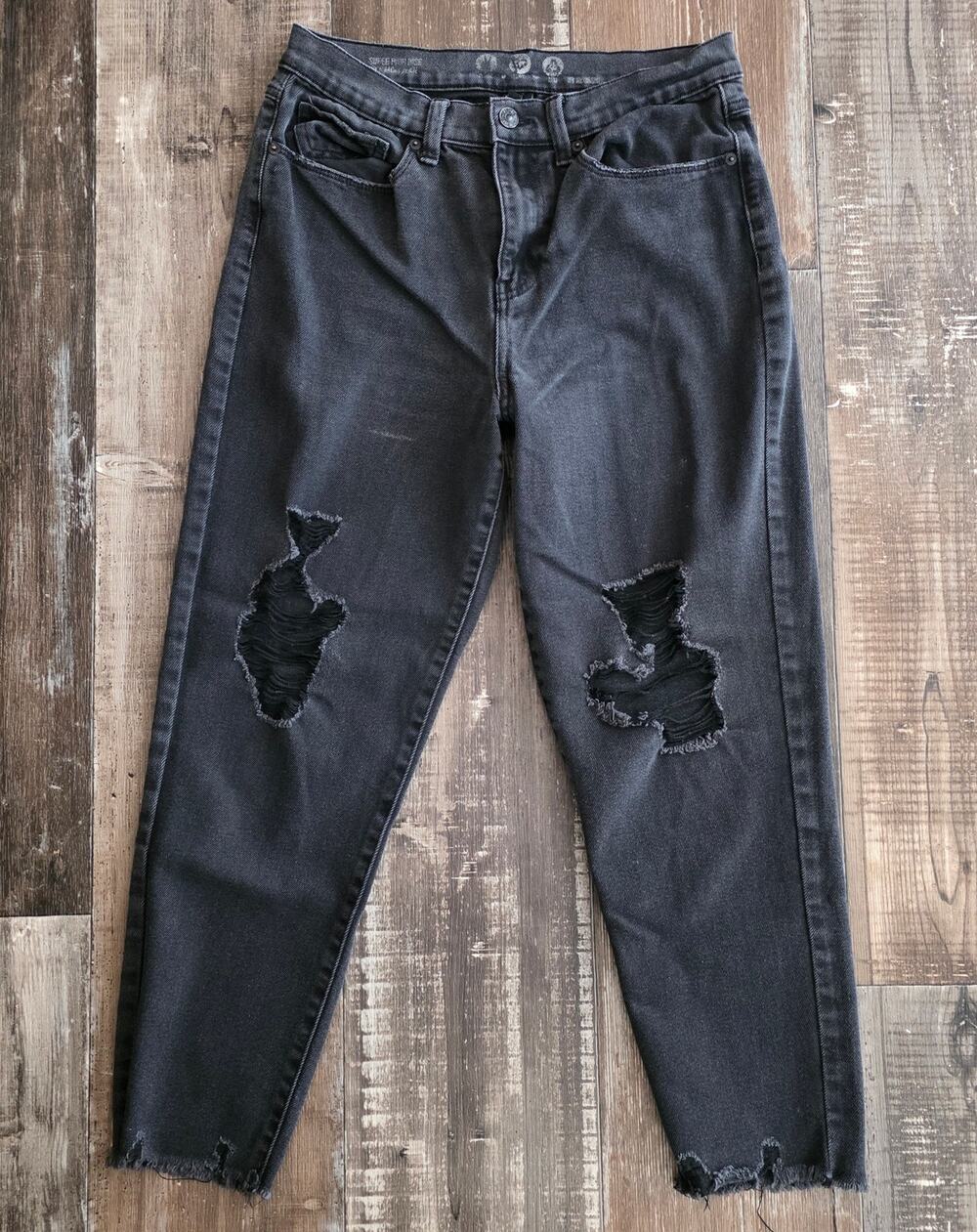 Rewash Faded Black High-rise Distressed Ankle Jeans Size 7/28